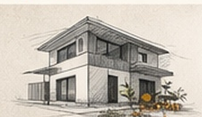 Architekturzeichnung eines modernen Hauses